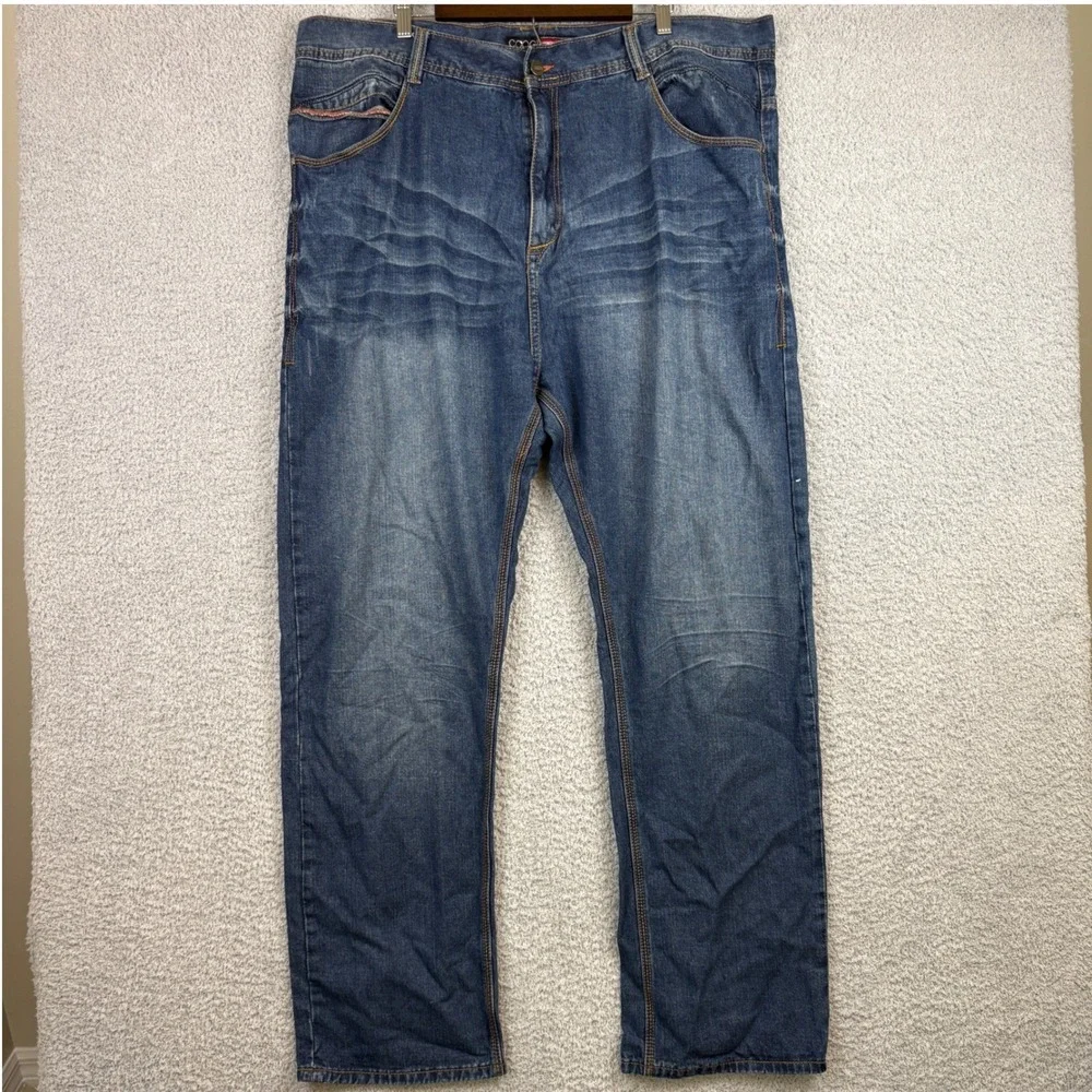 COOGI Jeans Mens 44x34 Blue Baggy Loose Fit Embroidered Hip Hop Streetwear Y2K